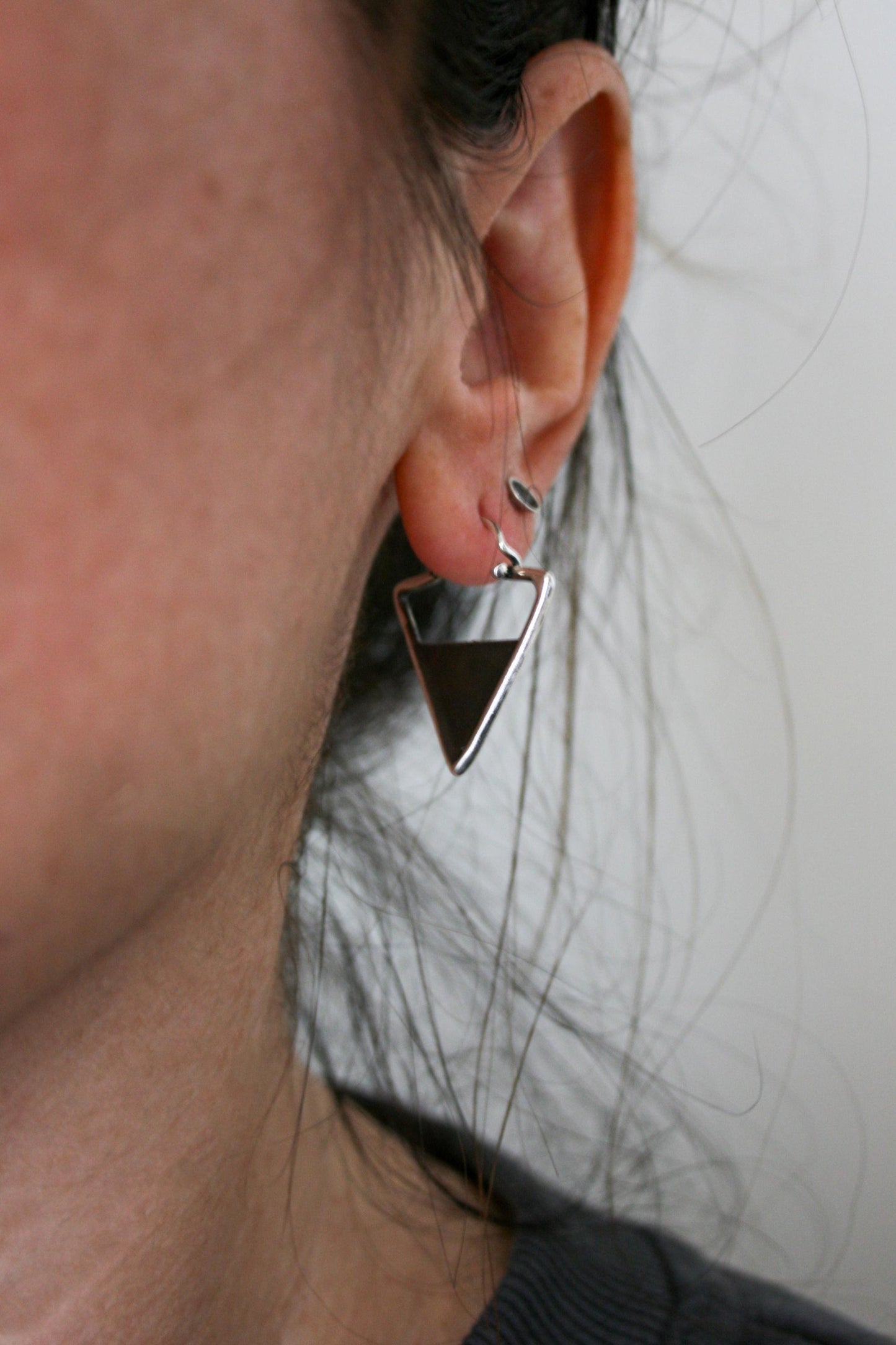 Handmade Oxidized Silver 925 Triangle Hoop Earrings for Everyday Wear - SosyGallery