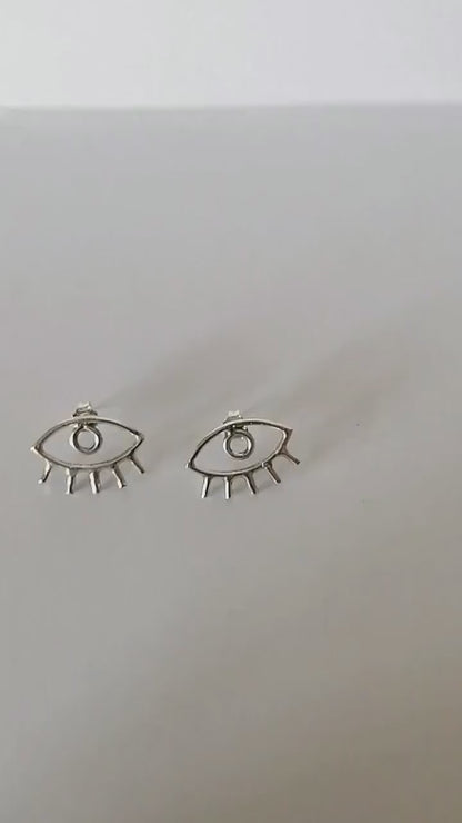 Sterling Silver Evil Eye Stud Earrings – Unique Protection Jewelry