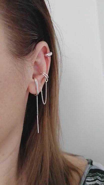 Ear Cuff με αλυσίδα από ασήμι 925