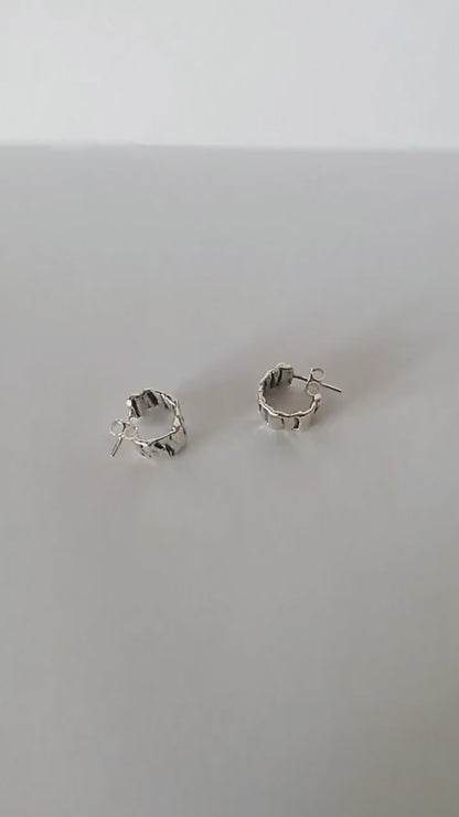 Irregular Huggie Hoop Earrings in 925 Sterling Silver - Thick Melted Design